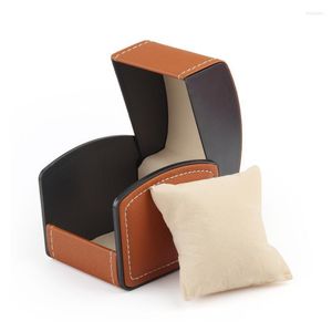 Watch Boxes & Cases Box Luxury Artificial Leather Jewelry Display Decoration Curved Protection Storage With Pillow CushionWatch Hele22