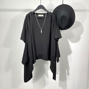 メンズTシャツ半袖Tシャツ夏ラウンドカラー不規則なデザインヤマモトスタイルファッションレジャールーズ大きなサイズのシャツ