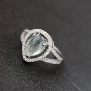 Küme halkaları Lady 925 Sterling Gümüş Yüzük Kakma Doğal Prehnite Moda Gelgit Akışı Yüksek Kalite Mizaç Zil sesi