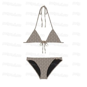 Damen-Bikini mit Buchstaben, Vintage-Bikini mit Metallschnalle, Bademode für Damen, sexy Triangel-Strand-BH, Slip, geteilter Badeanzug