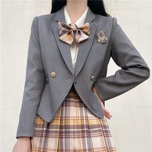 Kläder sätter kvinnors japanska JK Uniform Suits Coat Student Casual All-Match Grey Color Girly Street S Uniforms AutumnClothing