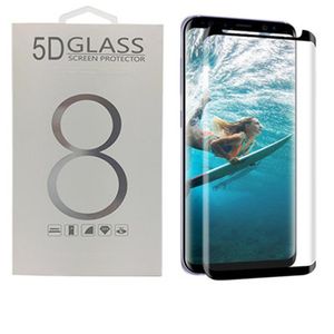Fallvänlig 3D -krökt härdad glasskärmskydd med för Samsung S23 S22 S21 S20 Ultra S10e S9 Plus note 20 10 8 9 med paket