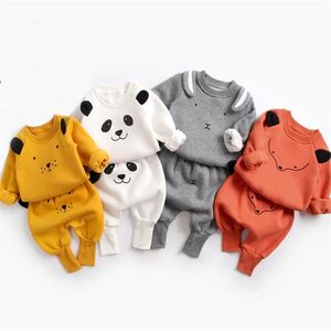 Bebek Takım Sonbahar Kış Bebek Bebek Karikatür Sevimli Kıyafet Kazak Sweatshirt Üst   Pantolon Set Bebek Toddler Kız Kıyafet Takım 220509