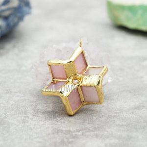 Pendant Necklaces PM42251 Gold Plated Multi Color Stained Glass Hexagram Soldered Jewelry Merkaba Star Geometric