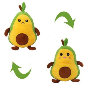 20 cm neues süßes Avocado-Plüschtier dreht die Avocado-Puppe wütend um und verwandelt sich in ein glückliches Emoticon-Taschen-Geschenk für eine Freundin