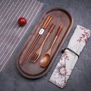 Flatvaruuppsättningar Spoon Chopsticks Fork Set Portable Travel Cutlery Japanese Style Creative With Case Gifts Setflatware