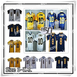 Retro Retro NCAA California Golden Bear College футбол 8 Aaron Rodgers Jersey 1 DeSean Jackson Mens 10 Marshawn Lynch All Litched Jerseys