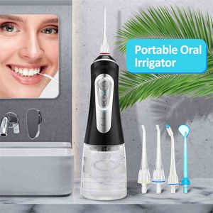 Automatische Mundduschen 9 Modi Wasserflosser Dental Jet Tragbarer Zahnstocher mit 5 Düsen 300ML Zahnreinigungsmaschine 220513