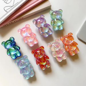 3D Cute Laser Bear Supporto per telefono cellulare Grip Tok Staffa Supporto per cellulare Griptok Desktop Finger Stand Mount