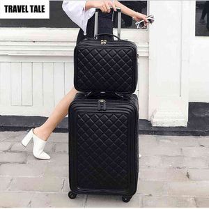 Inc Women Retro Pu Leather Trolley Suitcases Spinner Travel Luggage Set J220708 J220708