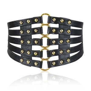 Cintos Hollow Out Belt Feminino Moda Feminina Rivet Metal Ring All-Match Color Pure Selo