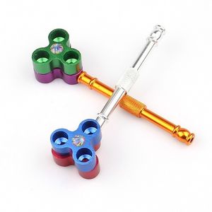 Three Holes Bullet Shape Pipe Removable Portable Metal Pipes Grass Herb Smoking Burner Seda Lighter Weeding Accessories