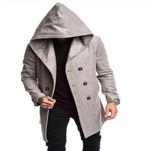 Men's Long Cotton Coat Wool Blends Jacket Formal Casual Business Overall Men Trench Coats324Z T220810