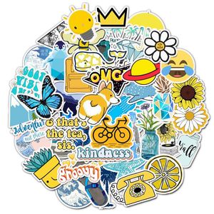 Outdoors Sun Yellow Blue Aesthetic Sticker Pack Vinyl Waterproof Trendy Water Bottle Laptop Stickers Decal Graffiti Patches