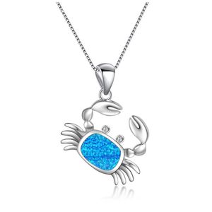 Naszyjniki wiszące ogień niebieski opal krab Naszyjka wisiorki moda biżuteria dla kobiet dziewczęta upuszcza