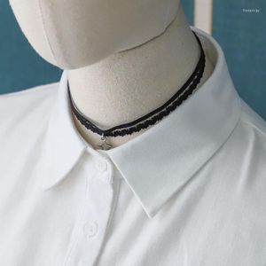 Bow Ties Women Solid Color Fake Collar för herrskjorta av löstagbar krage tröja blus toppar damkläder dekorativa halskläder nep kraagje fr