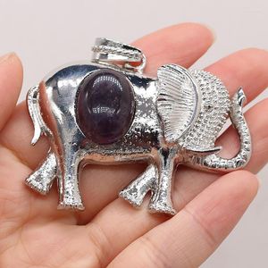 H nge halsband naturliga stenpjul legering elefantformad ametist lapis handgjorda hantverk som g r diy halsbandsmycken f r kvinna x60mmpendan