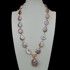 18 Freshwater Cultured Purple Keshi Coin Pearl Necklace mm Pearl Pendant