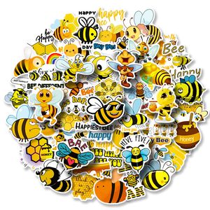 New Sexy 50PCS Cute Happy Bee Honey Cartoon Stickers DIY Laptop Guitar Luggage Fridge Waterproof Graffiti Sticker Decal Kids Classic Toys