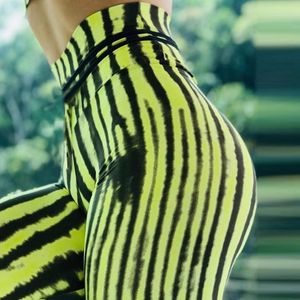 Yoga Outfits 3D Gedruckt Workout Für Frauen Sexy Hohe Taille Sport Leggings Frau Grüne Wassermelone Linie Streifen Fitness Legging