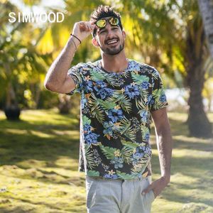 Verão havaí impressão t camisa masculina casual floral de alta qualidade camiseta superior respirável 100% algodão tshirt cx220422