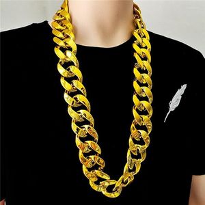 Kedjor män akryl tjock kedja halsband stor mode kreativ gyllene hiphop punk stil plastsmycken