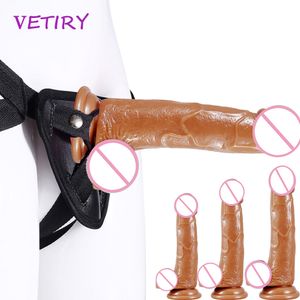 Alça de calça realista de vibrador para mulheres casais lésbicas anal plug de brinquedos sexy strapon masturbação feminina skin shop shop