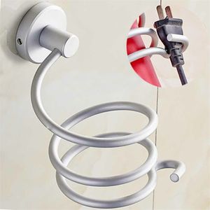 Aluminum Wall Mount Hair Dryer Rack Nonfading Anticorrosion Bathroom Hair Blower Holder 220527