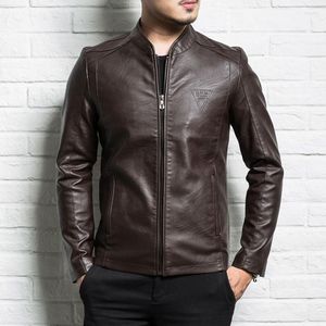 Männer Leder Faux Männer Echte Jacke 2022 Frühling Und Herbst Schlank Zipper Männlich Split Teenager Junge Schwarz Braun P05