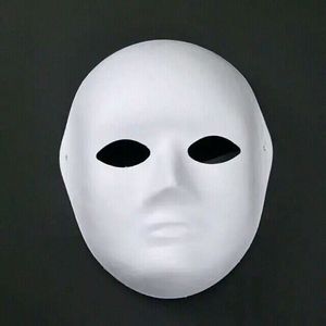 Mão pintura diy lisa festa branca máscaras masculino fêmea fêmea papel polpa rosto cheio de máscaras sem pintura para festivo para decorar