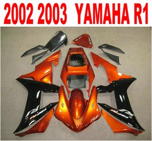 Enjeksiyon kalıplama YAMAHA YZF-R1 02 03 yzf r1 2002 için ücretsiz nakliye kaportalar set coppery siyah yüksek kaliteli kaporta kiti XQ7