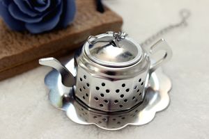 304 Rostfritt stål Silvery Teapot Shape Tea Infuser Silver Tool Partihandel Gratis frakt