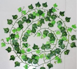 Uzun Yapay Sarmaşıklar toptan satış-240 cm Yapay Ivy Yaprak Garland Bitkiler Plastik yeşil uzun Vine Fake Yeşillik çiçek Ev dekor Düğün dekorasyon