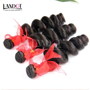 4Pcs Lot 8-30Inch Brazilian Loose Wave Curly Virgin Hair Grade 7A Unprocessed Human Hair Weave Bundles Natural Black Extensions Double Wefts