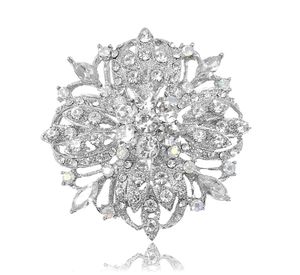 Monili delle donne della spilla di Diamante del cristallo del rhinestone di tono di tono d'argento dell'annata di 2.2 pollici