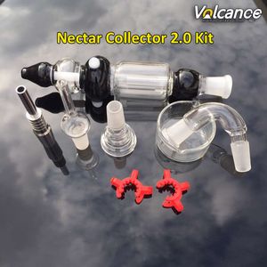 Nectar Collector Kit 14 мм Соединение в черных Очистить цвета Полный с 8 Аксессуары Титановые гвозди для кальянов Восковая сухая трава