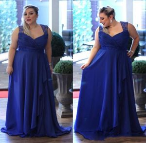 Plus Size Custom Made Chiffon Fat Mother off Bride Dresses Royal Blue Straps Formal Evening Gowns Mother of The Bride Dresses