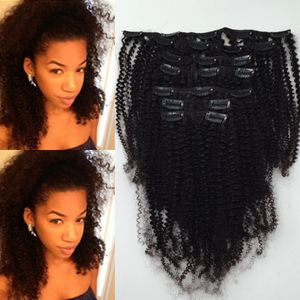 Afro kinky curl obearbetad 100% jungfru brasiliansk bunt lockigt hår weft klipp i mänskligt hårförlängning naturlig färg 1 bunt gratis frakt