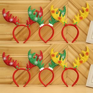 Dropshipping vendita calda corna di Natale testa fibbia paillettes non tessuto leggero decorazioni per fasce per feste forniture per feste