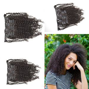 2017 Clipe de cabelo virgem birmanês mais vendido em extensões de cabelo humano Conjunto de cabeça cheia NATURAL PRETO Frete grátis Clipe em cabelo humano G-EASY