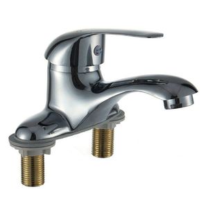 Zinc Alloy hot and cold faucet single holder double hole wash basin faucets