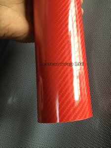 Röd 6D glans kolfiber vinyl för bilfolie som verklig kolfiberfilm glänsande kol med luftbubbla fri storlek: 1,52*20 m/roll 5x66ft