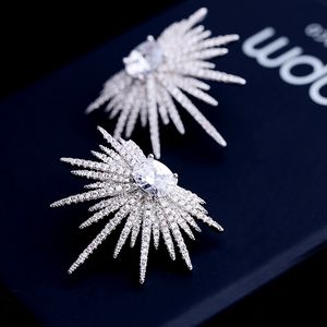 Moda zümrüt kristal küpeler gümüş rhinestones çiçek saplama küpe kadınlar için gelin takılar 2 renkler için düğün hediyesi