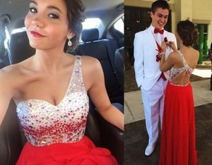 New One Shoulder Prom Dresses Cheap Luxury Beaded Sequins Vintage Evening Gowns Special Dance Backless Sleeveless Women Formal Prom Dress