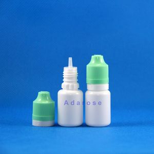 Plastdroppsflaskor 10 ml LDPE Vit Opacitet Färg Double Proof Tamper Exident Child Safe Bottles 100 PCS