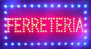 LED Neon Burcu FERRETERIA Animasyonlu neon göz alıcı sloganlar billboard boyutu 19 '' x 10 