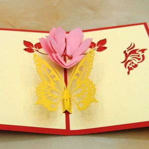 3D Pop UP Love Butterfly Greeting Cards Handmade Creative Happy Birthday Valentine's Day Paper Card Festive Party Supplies