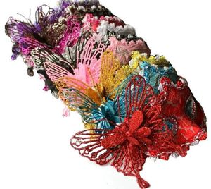 Wholesale three faced mask resale online - Venice Princess Mask with Powder Three dimensional Butterfly Mask Halloween Masquerade Half Face Mask G1174