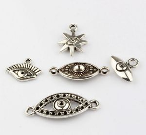 Heta! 150pcs Mode Antik Silver Zink Alloy Blandade Turkiet Ögon Charms Pendants DIY Smycken