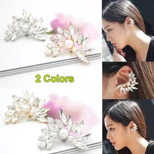 Frete Grátis Moda Ear Cuff Jóias, 1 PC Personalidade Do Punk Ear Cuff Exagerada Cristal Rhinestone Pérola Ear Cuff Clips